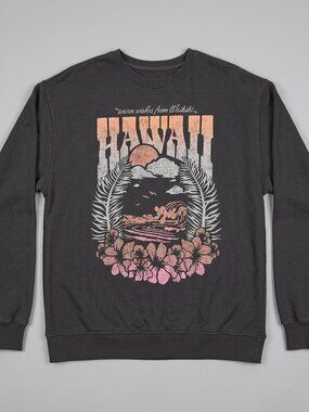 Hollister California Hawaii Crewneck Sweatshirt Gray Vintage Graphic Men’s